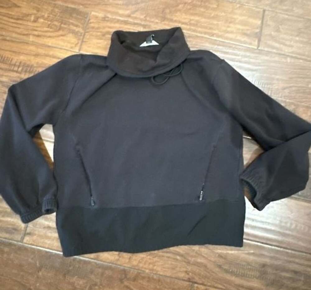 Athleta Black Pullover Sweatshirt with Cowl Neck and Zipper Pockets Size Small